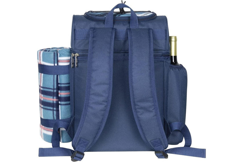 Picnic Basket Backpack for 2 Person, Insulated Cooler, Wine Holder, Fleece Blanket, Cutlery Set, Beach Camping, Gifts for Boys Girls