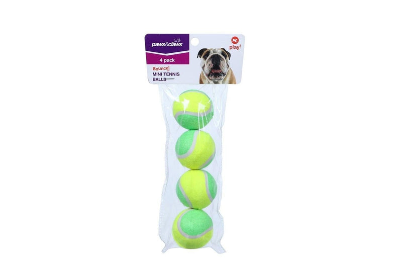 16PK Paws & Claws 4cm Mini Tennis Ball Dog Toy Interactive Fun Play Game Assort.