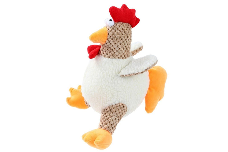 2x Paws N Claws Pet Dogs Fat Chook Soft Plush 28cm Chew Toy w Built-In Squeaker