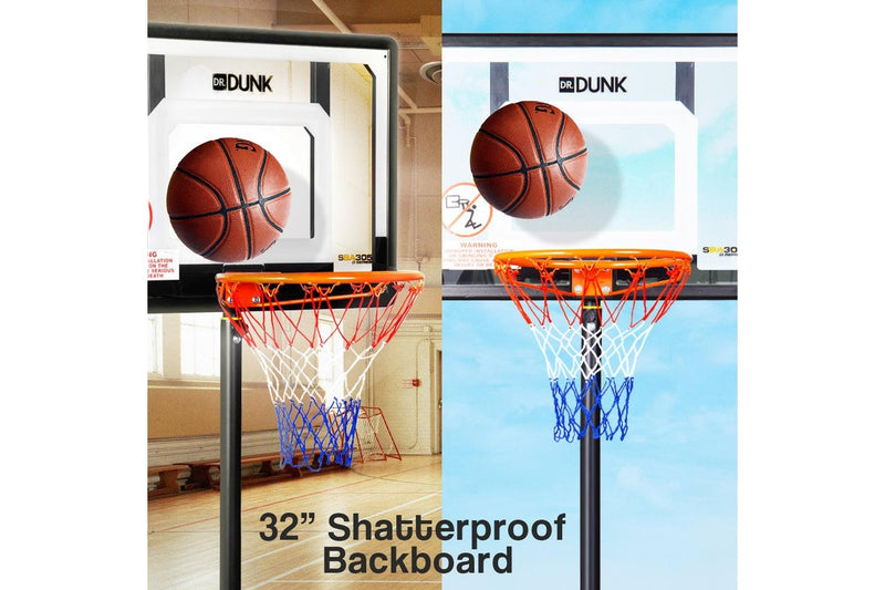 Dr.Dunk Adjustable Basketball Stand System Kids Hoop Portable Height Rim Ring - One Size