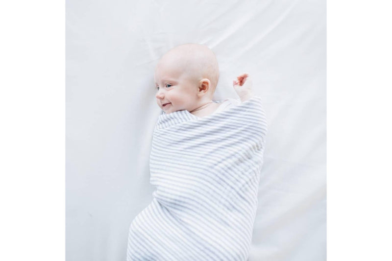 Little Unicorn: Single Cotton Muslin Swaddle - Grey Stripe