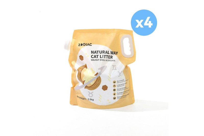 Zodiac Natural Way Walnut Shell & Cassava Cat Litter 2.5Kgx4 - One Size