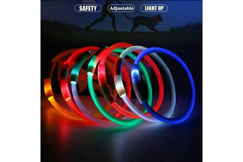 Rechargeable Night Led Dog Collar Usb Glow Flashing Light Up Pet Collars Safety-Blue-Diameter Length-35Cm - One Size