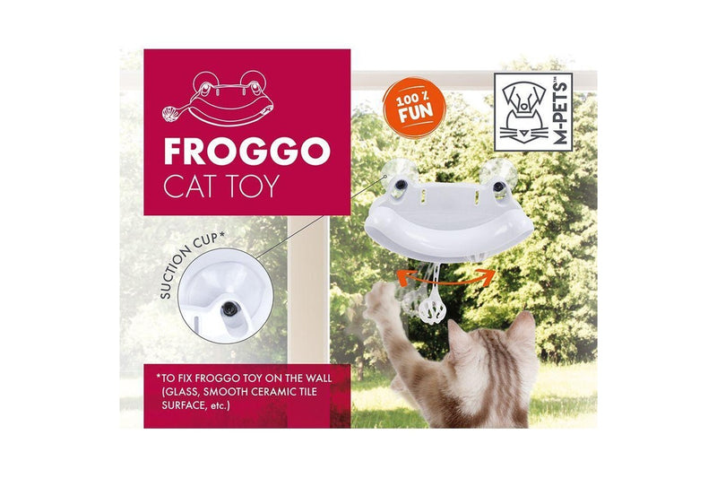 Froggo 18.5cm Suction Cup Cat Play Hanging Toy w Bells Interactive Fun White