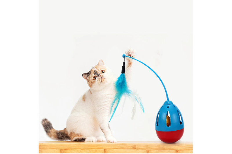 Tumbler Feathers Funny Cat Pet Toy Deep Sky Blue