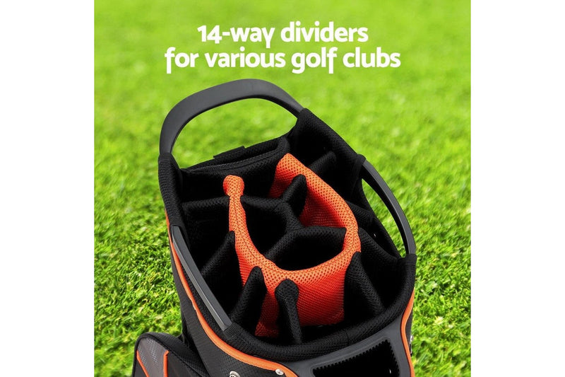 14 Ways Dividers Golf Bag Stand Insulated Carry Bag Zippered Rain Cover