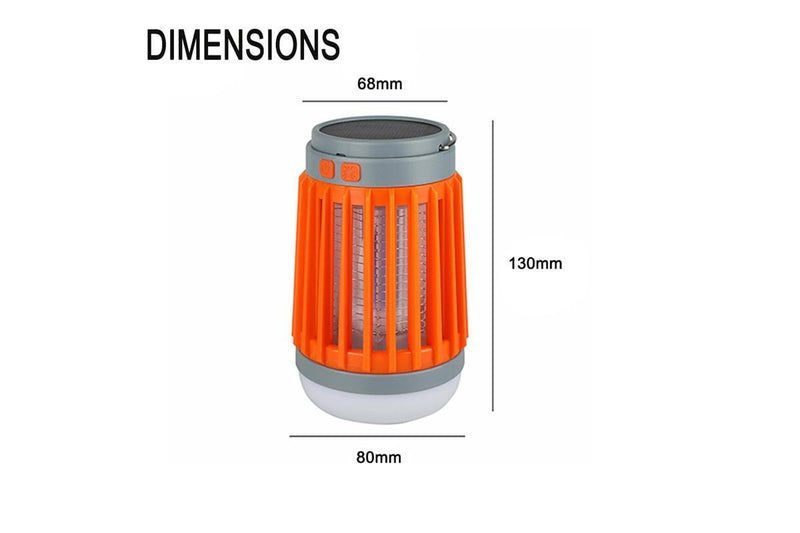 Solar Powered LED - Portable Camping Lantern & Pest Killer (Orange)