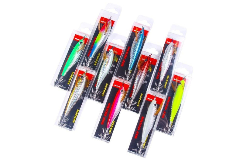 10 Piece Luminous Wooden Shrimp Bait Set With Squid Hook 10.3cm 9.4g