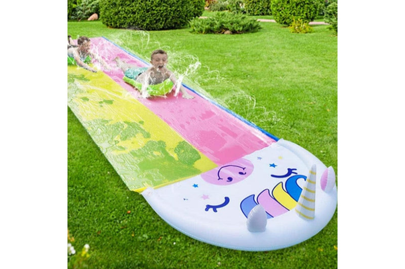 Extra Long Inflatable Slip Splash Slide with 2 Slidingboards Heavy Duty Water Slide for Kids