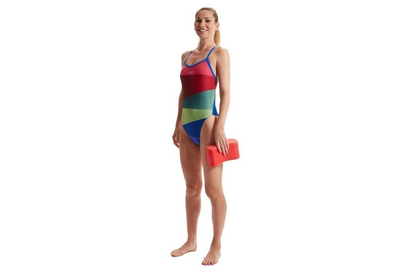 Speedo Womens/Ladies Placement One Piece Swimsuit (Red/Green) (34 in)