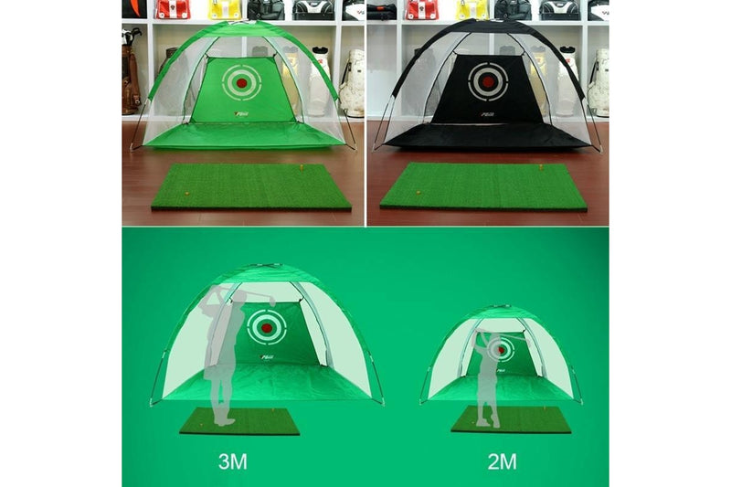 Golf Training Aids Indoor Sports Hitting Practice Net 3M With Hitting Mat & Seven-Iron Green