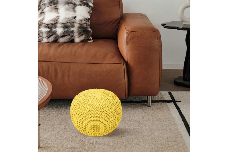 COMFEYA Premium Cotton Round Foot Stool - Yellow