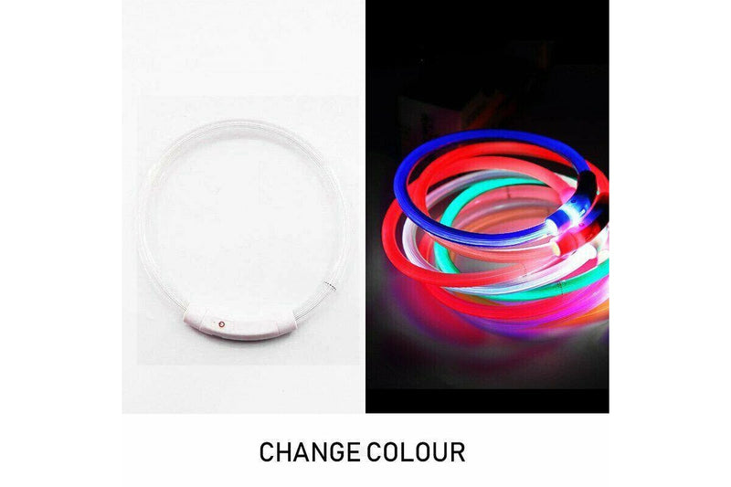 Rechargeable Night Led Dog Collar Usb Glow Flashing Light Up Pet Collars Safety-Red-Diameter Length-50Cm - One Size