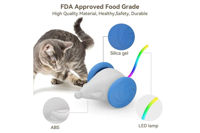 Interactive Cat Toy Usb Rechargeable With Squeaking Sound And Led Flashing Tail