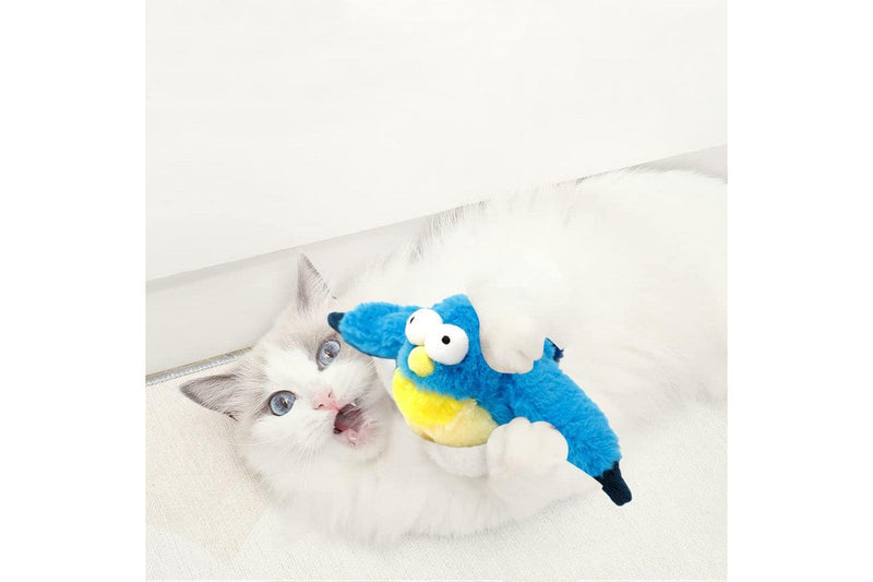 Cat Squeaky Toys Rechargeable Interactive Cat Toy Touch Activated Kitten Plush Pet Toys Blue