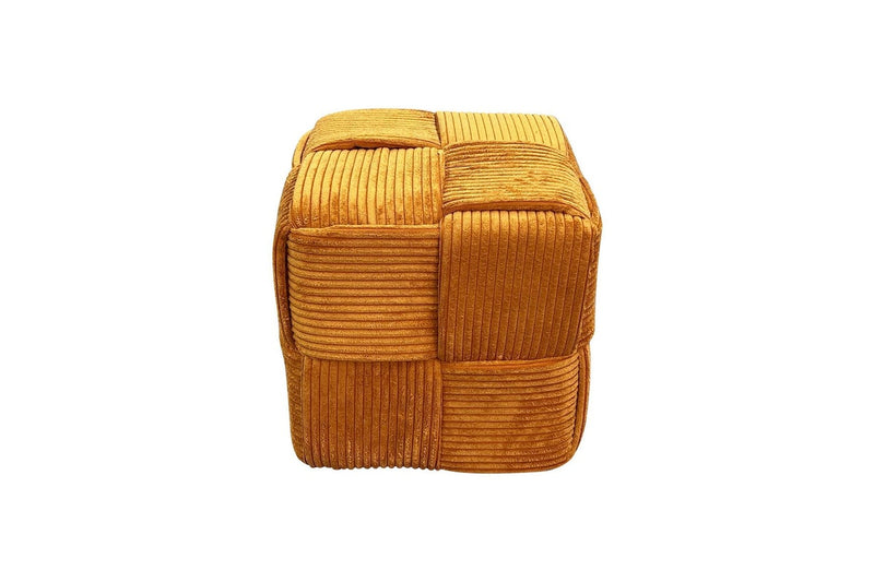 Fraser Country Modern Boucle Cube Ottoman - Yellow Brown