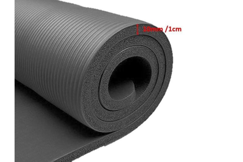 10mm GREY Yoga Mat Extra Thick Gym Mat Fitness Excise Rubber Mat