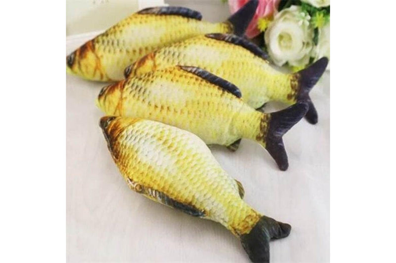 Fish Catnip Toys Simulation Plush Shape Doll Interactive Pets Cookie Brown - Standard