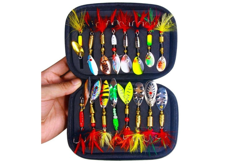 16 Piece Metal Sequin Fishing Lure Set With Spinning Dummy Bait