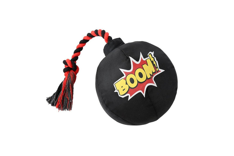 2x Paws & Claws Pet Dog 45cm Bomb-On-A-Rope Oxford w Squeaker Fun Play Toy BLK