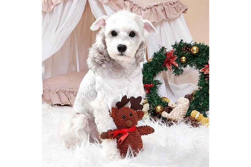 Christmas Plush Dog Toy Cute Cartoon Squeaky Puppy Teething Toys For Small Medium Large Dogs - Style 1