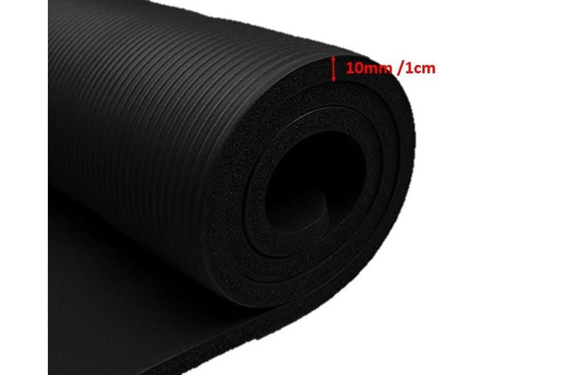 10mm BLACK Yoga Mat Extra Thick Gym Mat Fitness Excise Rubber Mat