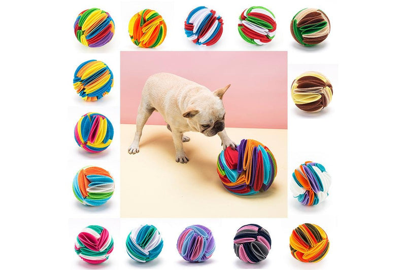 Snuffle Ball Treat Dispensing Dog Training Toy Slow Feeder Pets - White Red Green - S