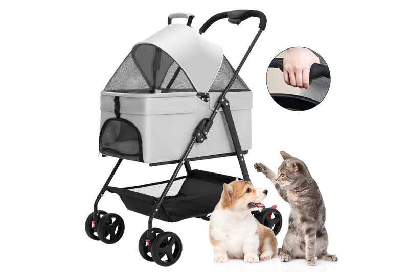 ZOOMIES 3-in-1 Foldable Pet Stroller - Grey