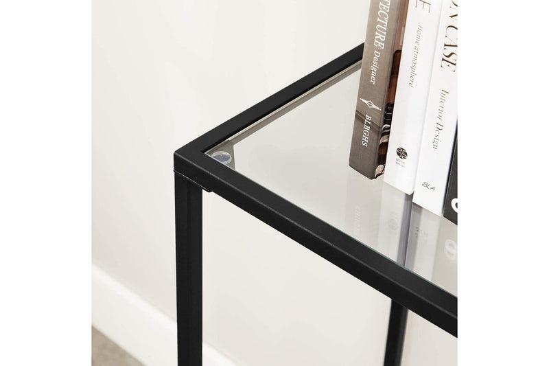 VASAGLE 1M Console Table with Tempered Glass - Black