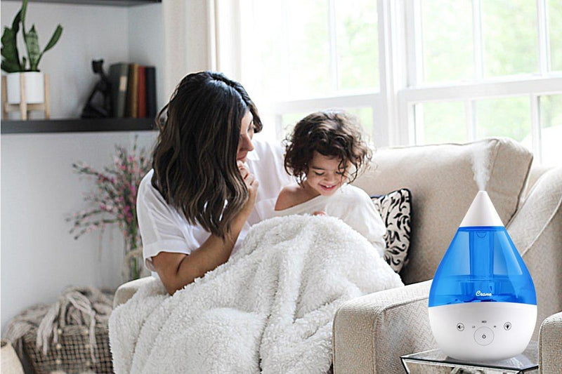 Crane: 4 in 1 Top Fill Drop Humidifier with Sound Machine - Blue/White