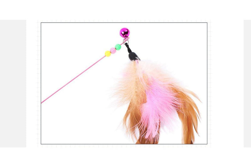 Feather Cats Wand Teaser Kitten Fishing Rod Toy Funny Cat Stick Wire