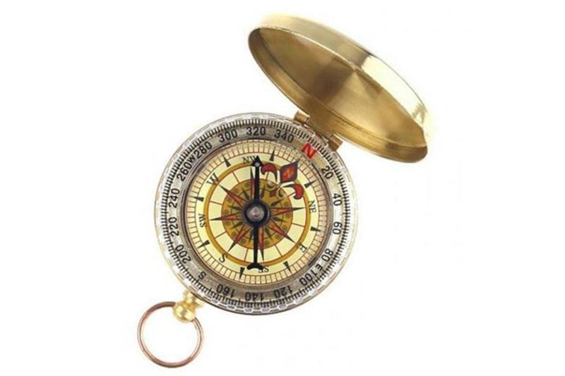 Deluxe Outdoor Compass Keychain For Hiking Camping Gold - Standard