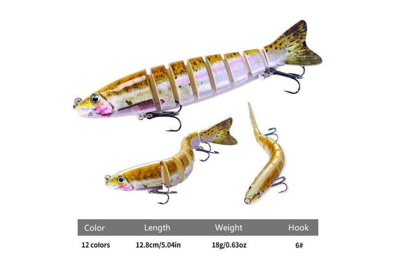 Multi Section Fish Minnow Bionic Sinking Lures 12.8cm 18g