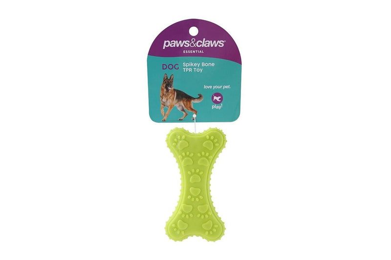 3x Paws & Claws 10cm TPR Spikey Bone Pet Interactive Playing Chewing Toy Assort