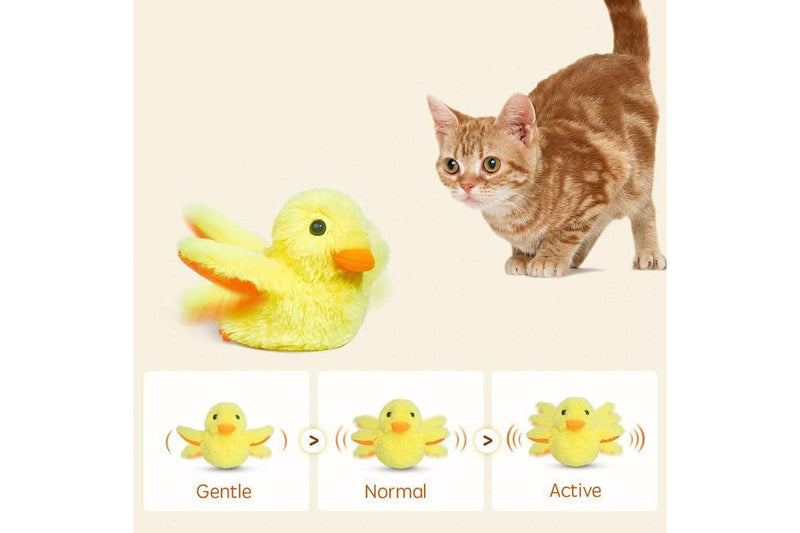 Little Yellow Duck Plush Doll Flapping Vibration Cat Interactive Toy Rechargeable