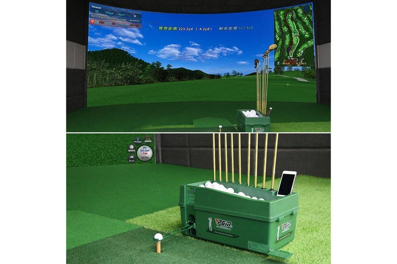 Golf Ball Dispenser Automatic Tee Up Machine With Club Rack - Size 62X32X32Cm Green