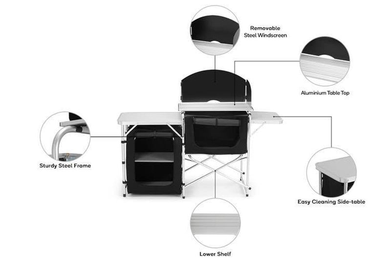 Komodo Medium Portable Camping Kitchen (Aluminium, with Carry Bag)