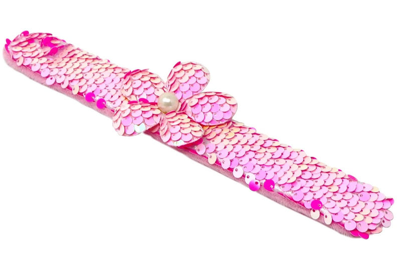 Pink Poppy: Flower Sequin Slap Bracelet (Assorted)