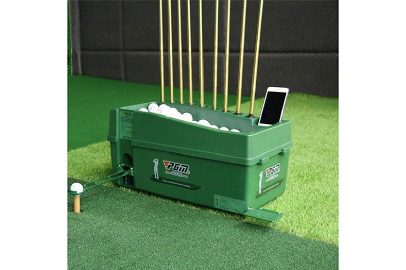 Indoor Golf Multi-Function Large Capacity Automatic Ball Machine With Club Rack Green