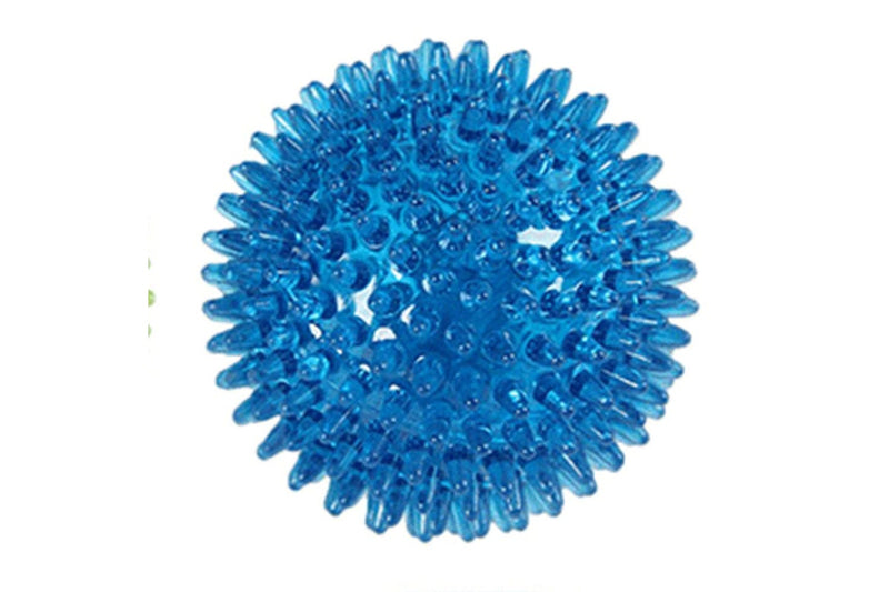 Set of 2 Pcs Pet Dog Squeaky Toys Spiky Dog Balls Cleaning Teeth Chewing Toys -Blue and Green