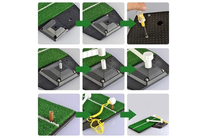 Golf 66 Grass Putting Mat Push Rod Trainer - Size 48X23Cm Black