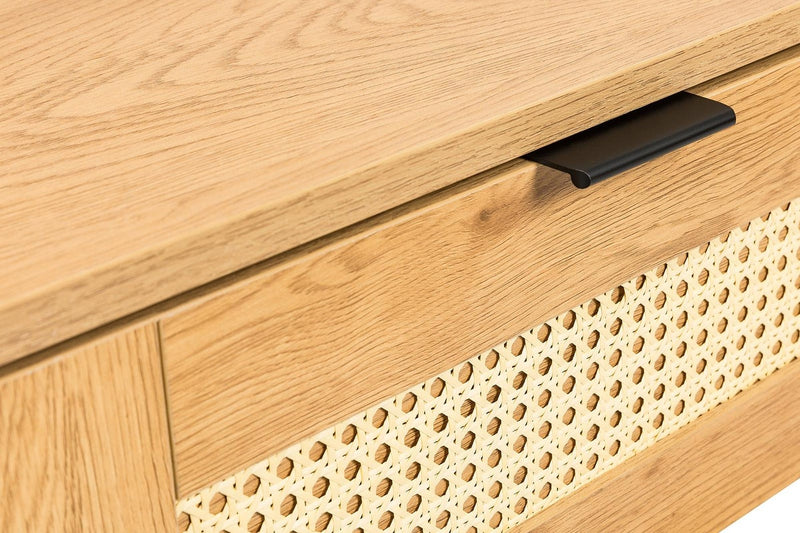 Rattan Bedside Table - Light Oak