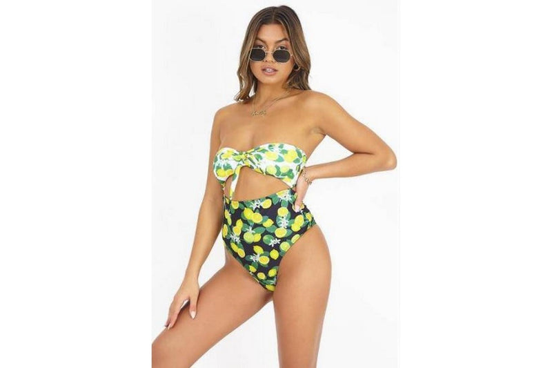 Brave Soul Womens/Ladies Fruit Print Bandeau Swimming Costume (Green) (XS)