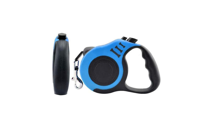 Retractable Dog Leash Extendable 5m With Folding Bowl Dispenser And Waste Bags Blue