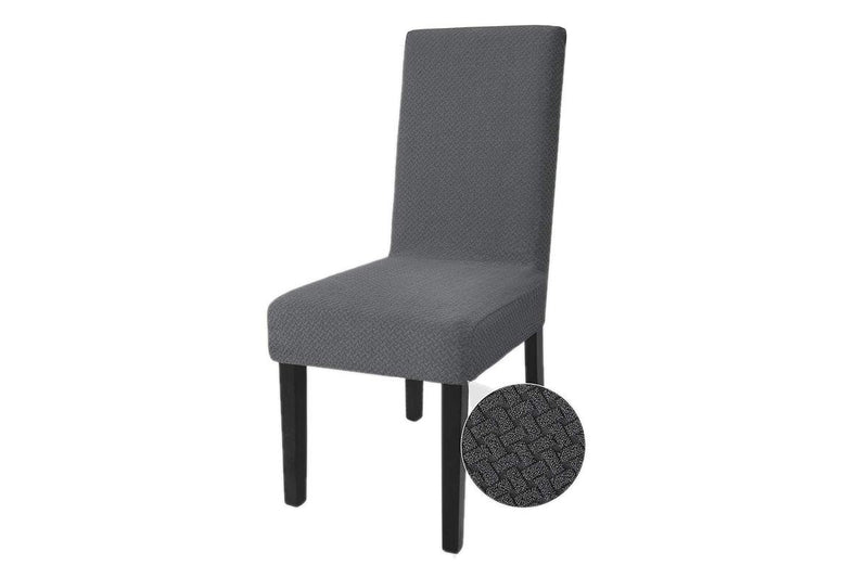 COMFEYA 2 Pack Checked Dining Chair Slipcover - Grey