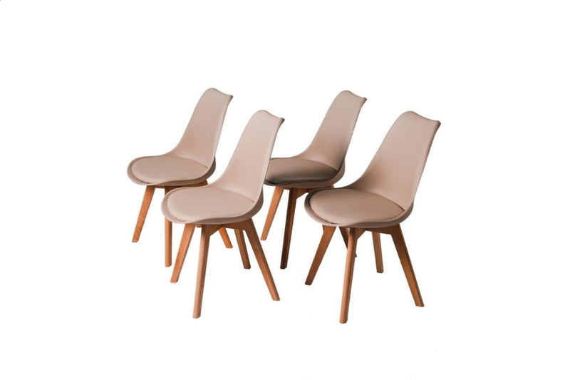 Fraser Country Set of 4 Morden Dining Chair with Beech Wooden Legs -Champagne