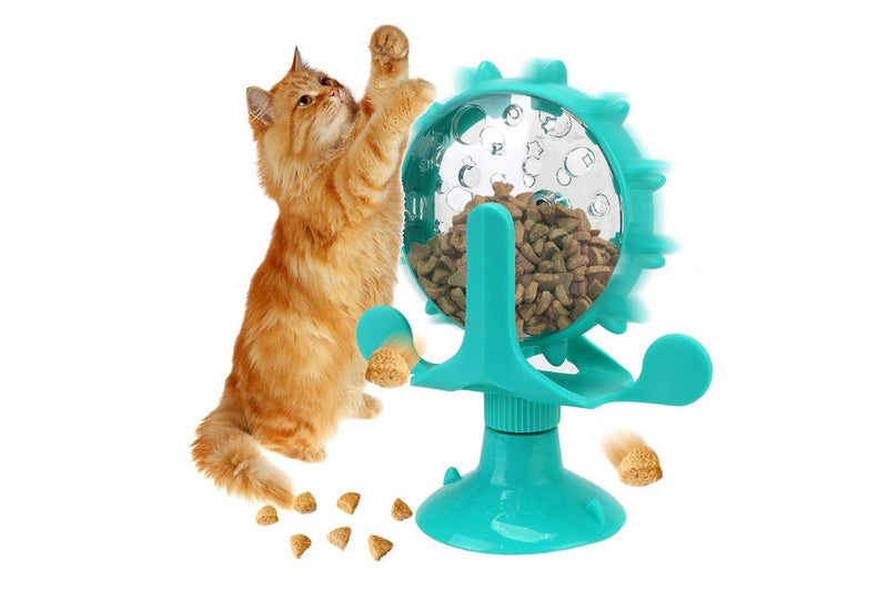 Food Feeder Dispenser Interactive Toys Wheel For Cat Dog Pet - Blue - Set Of 1