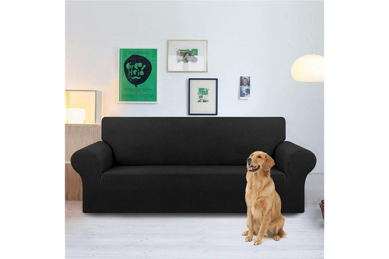 Stretch Sofa Slipcover - Black (4-Seat)