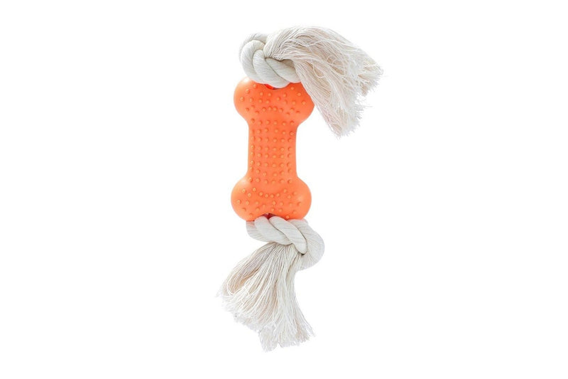 4x Paws & Claws Essential Interactive 8.5cm Rubber Bone Rope Pet Dog Toy Assort