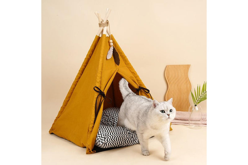 Portable Pet Tent House Bed - Yellow